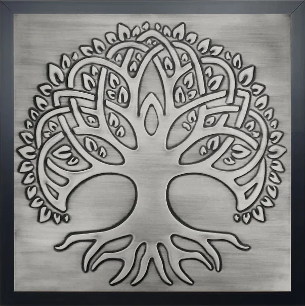 Celtic Tree of life in wooden frame steel version