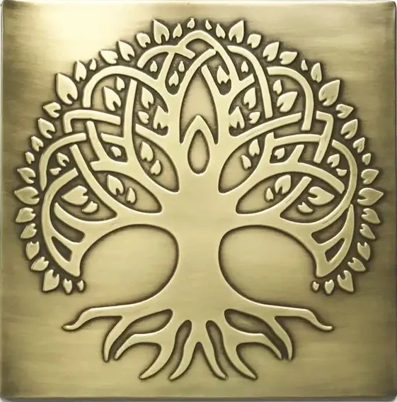 Celtic Tree of life with the root brass backsplash