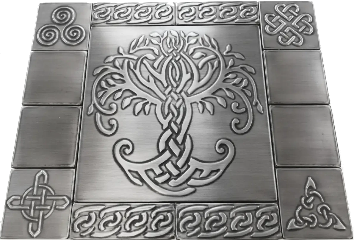 Celtic tile kitchen backsplash silver version