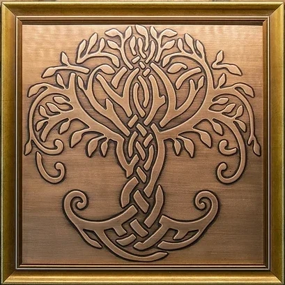 Celtic tree of life in a wooden frame