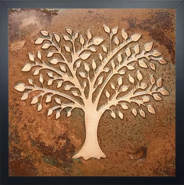 Handmade, Framed, Copper Tree of Life