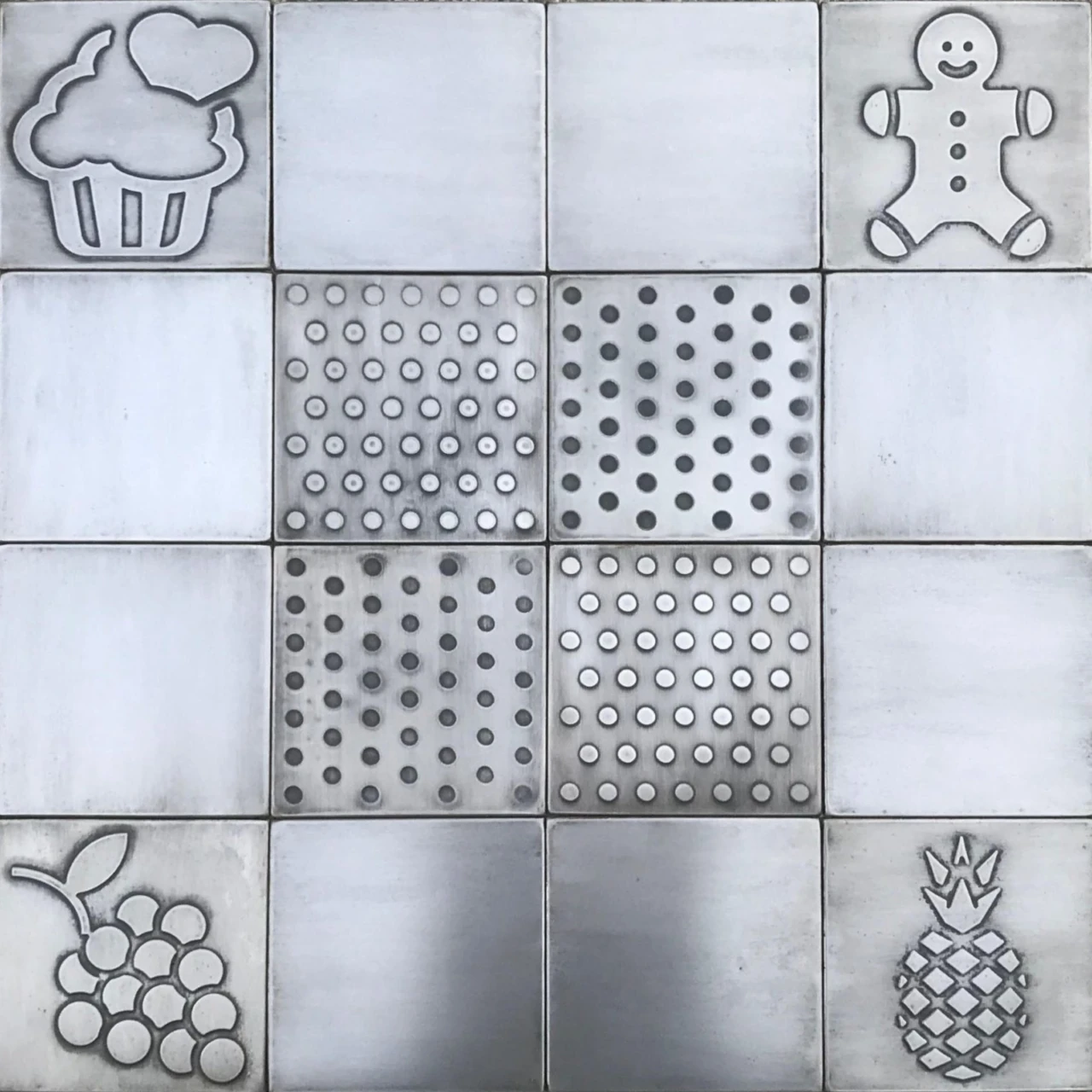 Mosaic tiles with cookies and fruits2
