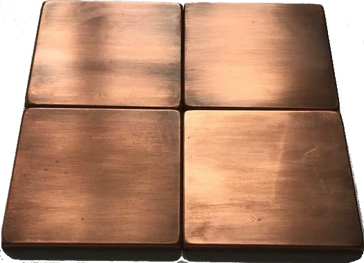 Set of 4 Handmade copper tiles