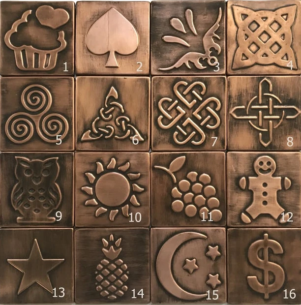 Set of Handmade copper celtic tiles