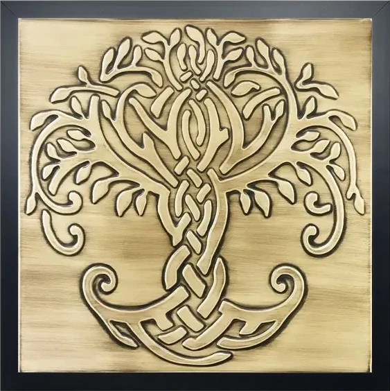 Tree of life brass version in woode frame