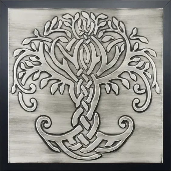 Tree of life silver version in woode frame