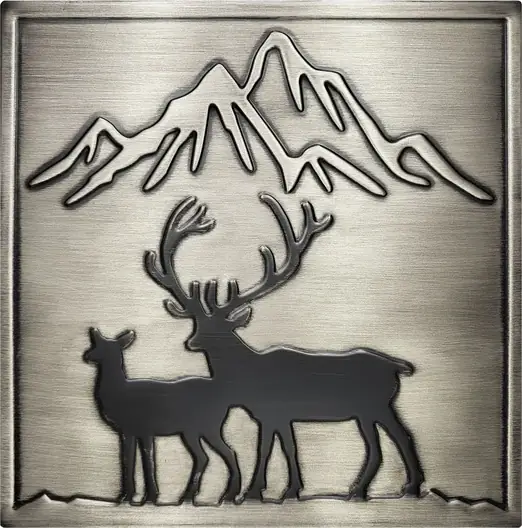 deer and mountain on framed steel tile