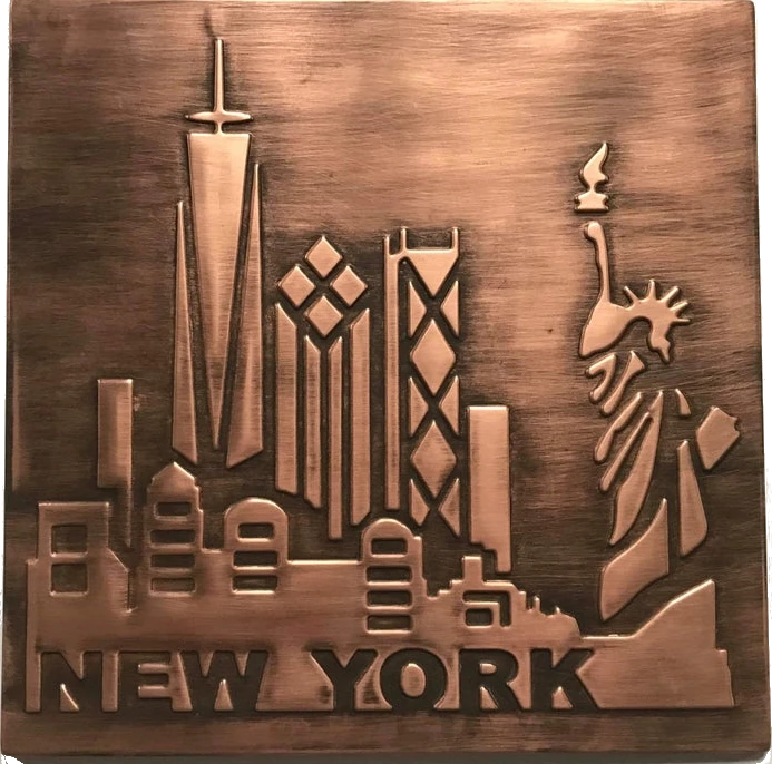 new york on metal tile