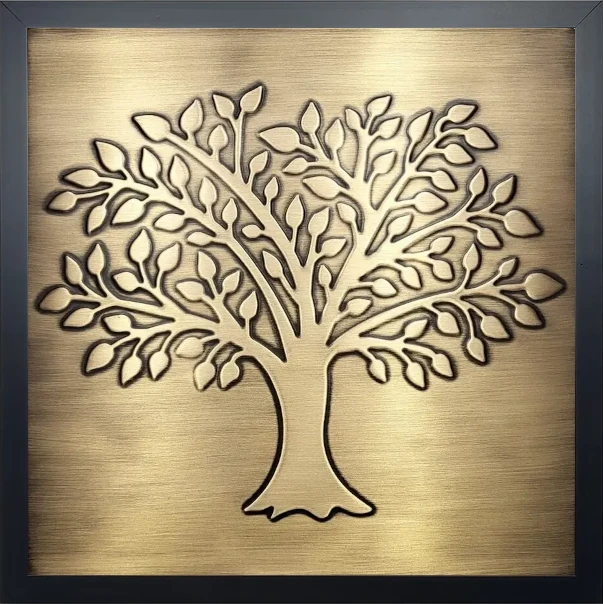 Handmade, Framed, Brass Tree of Life