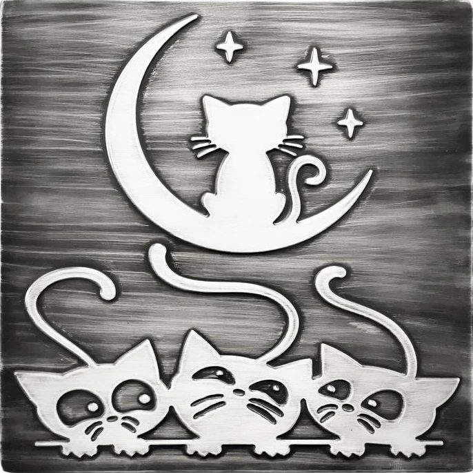 Cats-and-moon-stainless-steel-tile