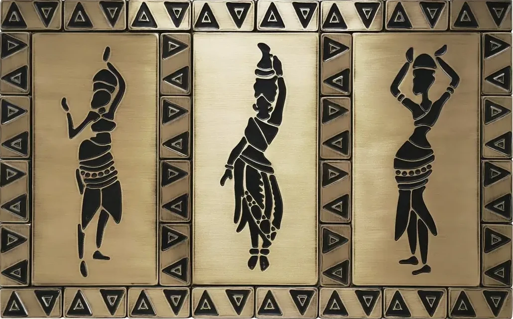 Three African woman tribal brass version