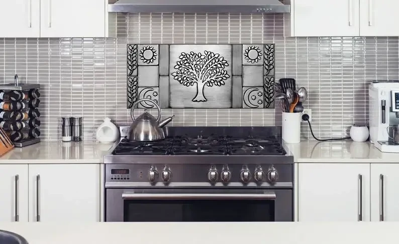 Beautiful Tree of life with olive branches, sun and moon 2 backsplash