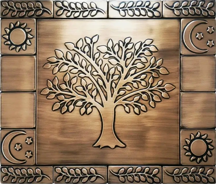 Beautiful Tree of life with olive branches, sun and moon backsplash
