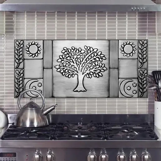 Beautiful Tree of life with olive branches, sun and moon backsplash