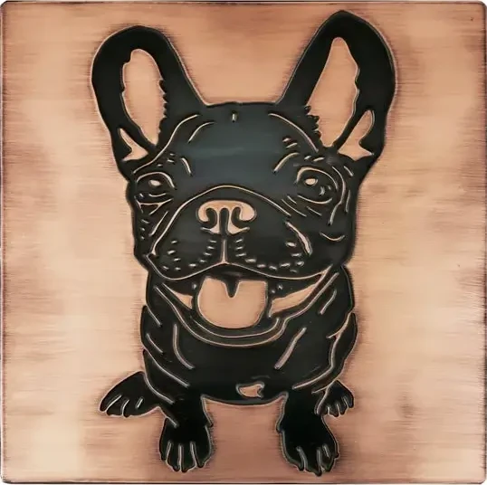 Cute French Bulldog on copper tile