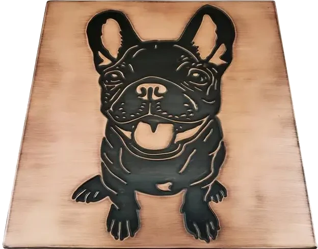 Cute French Bulldog on metal tile