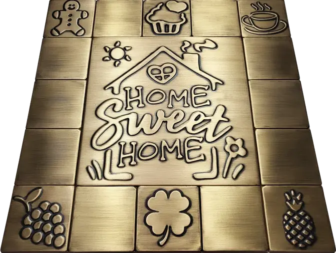 Home Sweet Home kitchen metal tiles brass 2 version