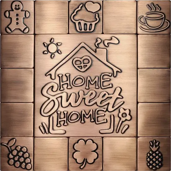 Home Sweet Home kitchen metal tiles copper version