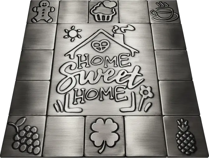 Home Sweet Home kitchen metal tiles silver 2 version