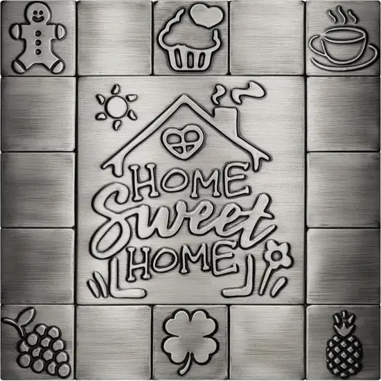 Home Sweet Home kitchen metal tiles silver version