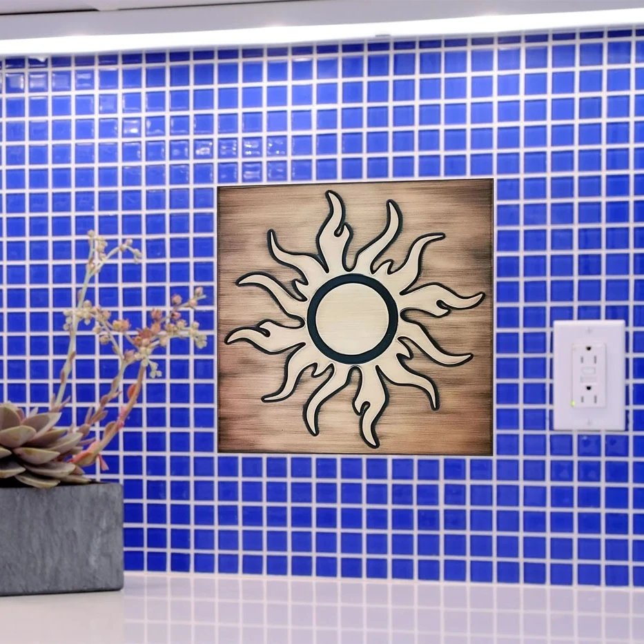 Magnificent sun on metal tile