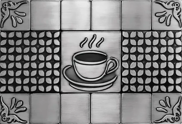 Beautiful backsplash with a cup of coffee silver version
