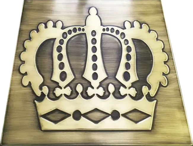 Crown on brass tile