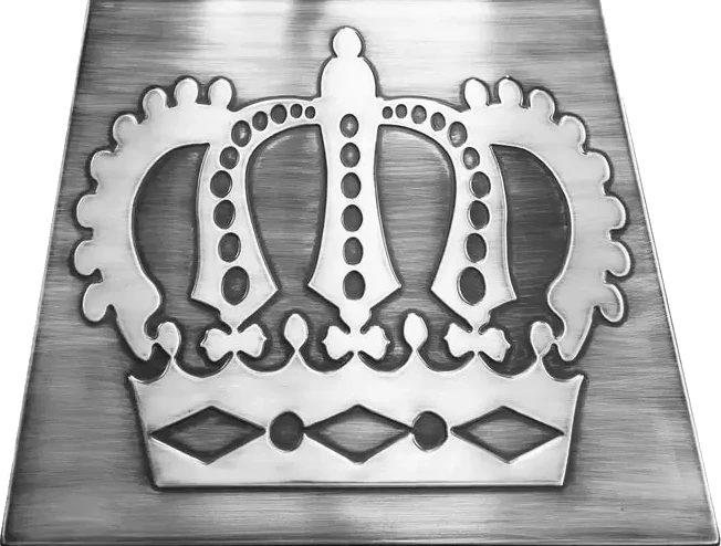 Crown on silver tile