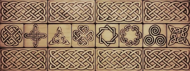 Set of 16 Handmade celtic tiles copper version