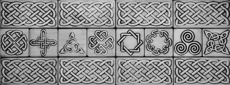 Set of 16 Handmade celtic tiles silver version