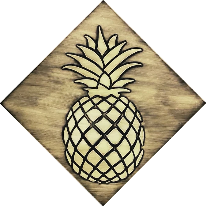 Beautiful pineapple on diagonal brass tile
