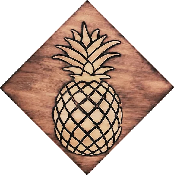 Beautiful pineapple on diagonal copper tile