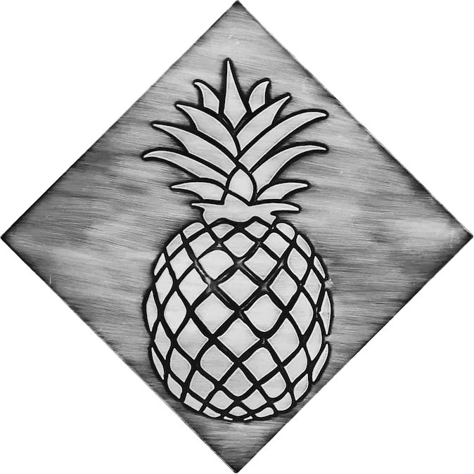 Beautiful pineapple on diagonal steel tile