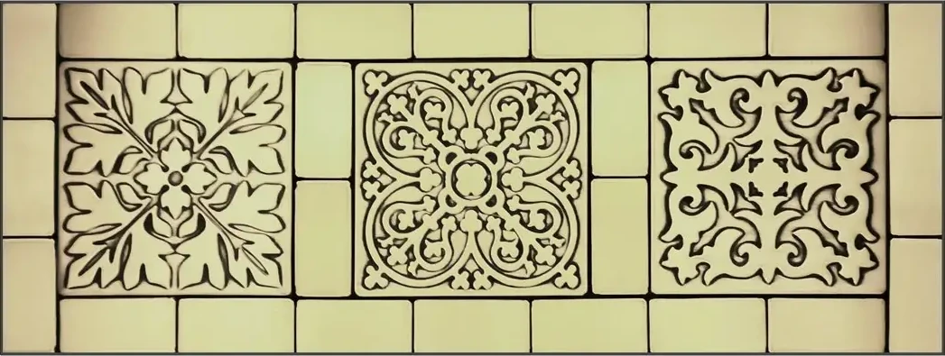 A set of 27 beautiful, handmade decorative wall tiles brass version