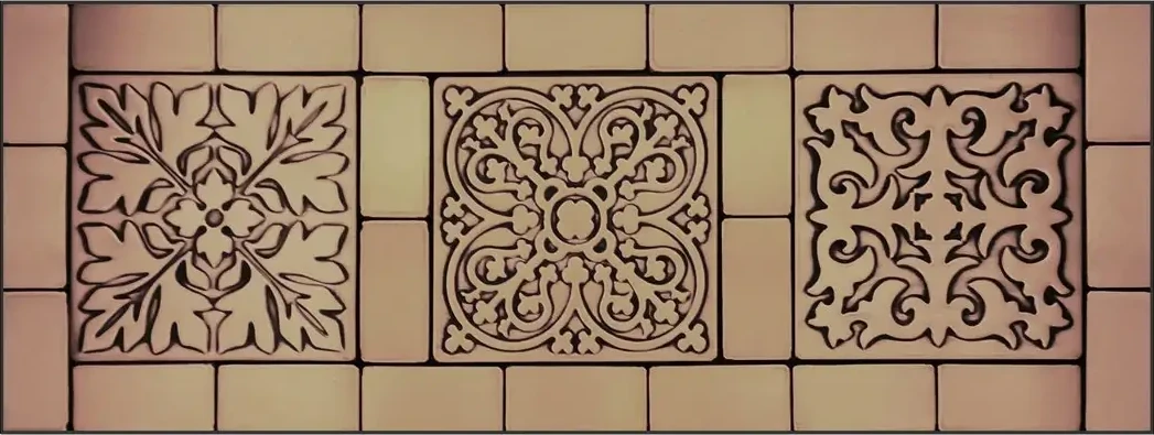 A set of 27 beautiful, handmade decorative wall tiles copper version