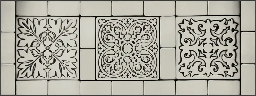 A set of 27 beautiful, handmade decorative wall tiles silver version