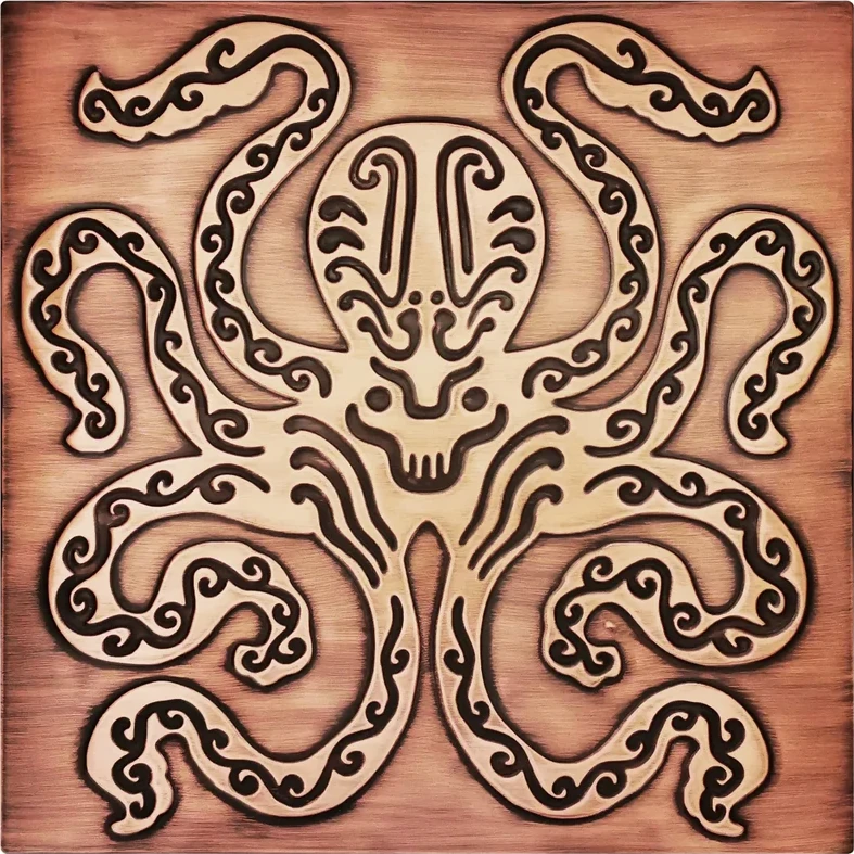 Copper tile with Octopus motif