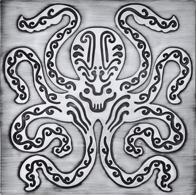 Stainless steel tile with Octopus motif