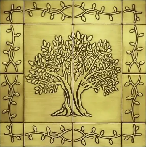 Tree of life with a beautiful ornament backsplash brass version