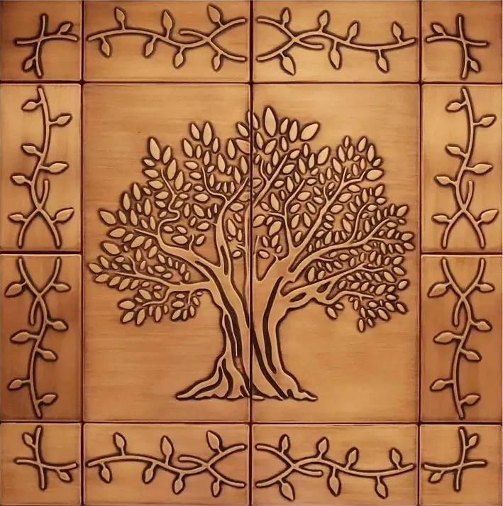 Tree of life with a beautiful ornament backsplash copper version