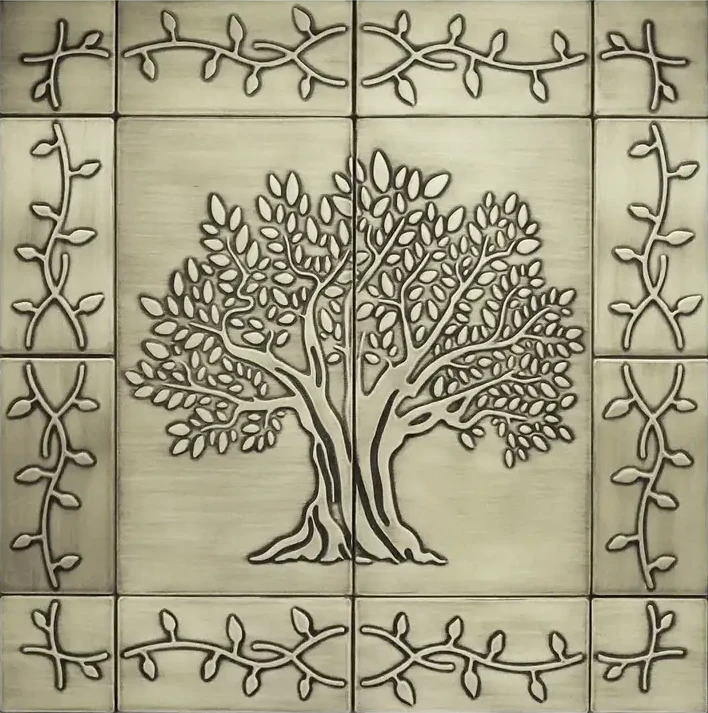 Tree of life with a beautiful ornament backsplash silver version