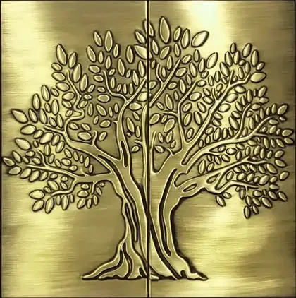 Tree of life on a two brass tiles