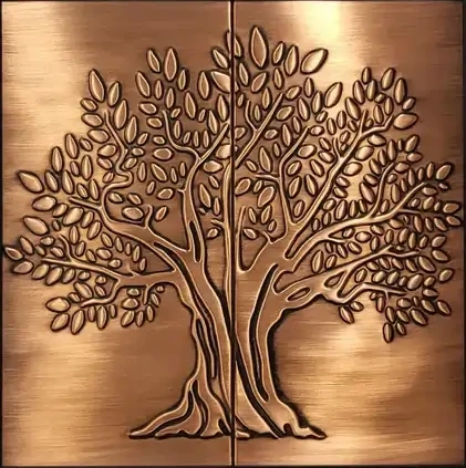 Tree of life on a two copper tiles