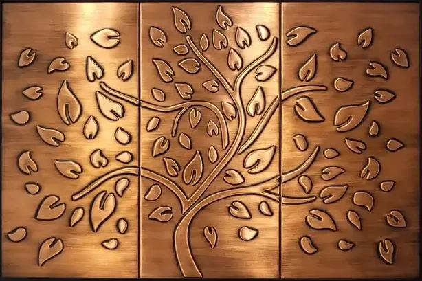 Tree of life on three copper tiles
