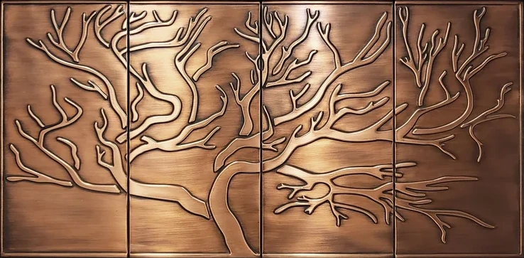 Tree of life set of 4 handmade copper tiles