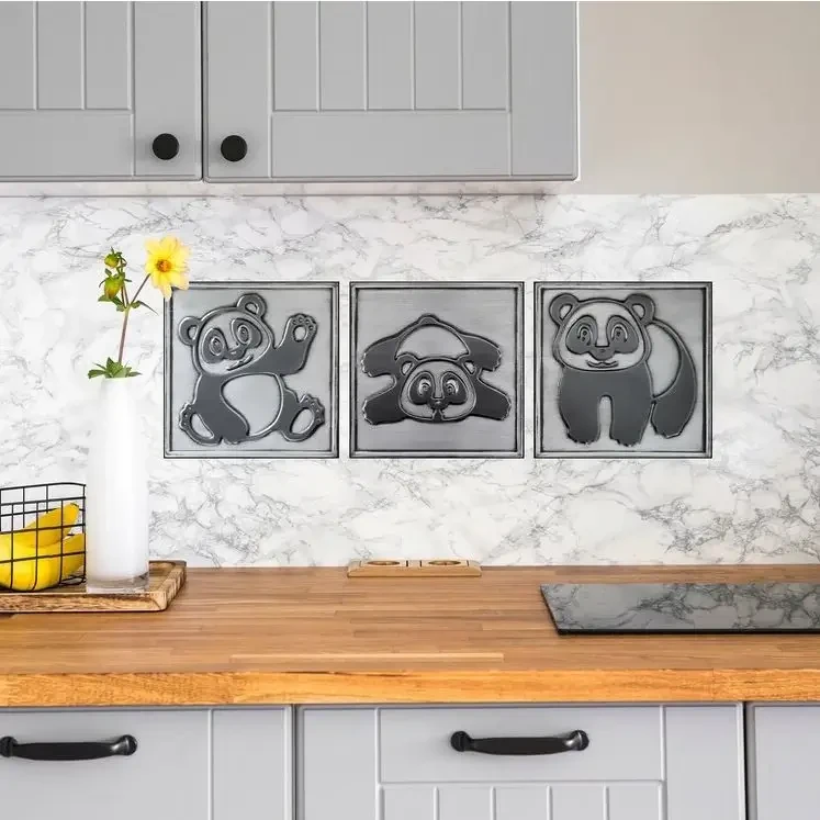 Cute Pandas handmade tiles backsplash