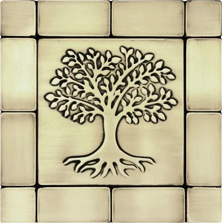 A simple, beautiful tree and root tile set brass version