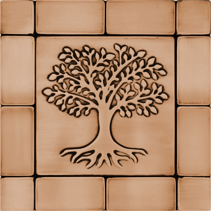 A simple, beautiful tree and root tile set copper version