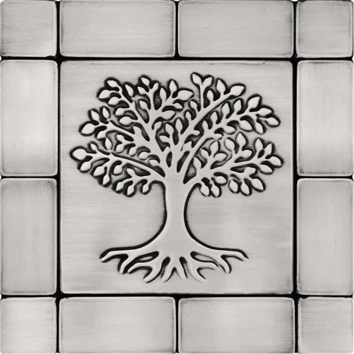 A simple, beautiful tree and root tile set silver version