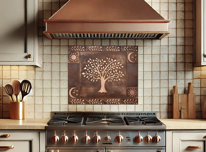 Beautiful-Tree-of-life-backsplash-copper-brown